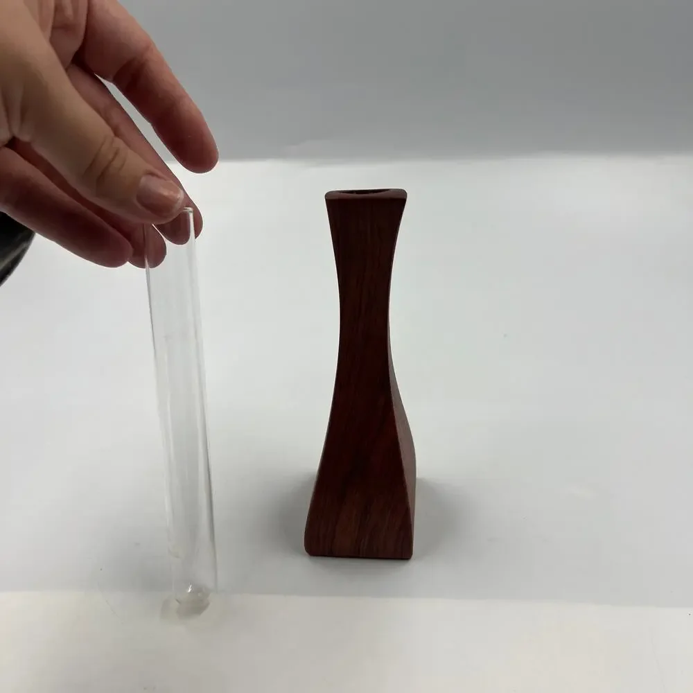Vintage MCM Wood Test Tube Vial Bud Vase Propagation Macacauba Walnut‎ Mini - Picture 3 of 9
